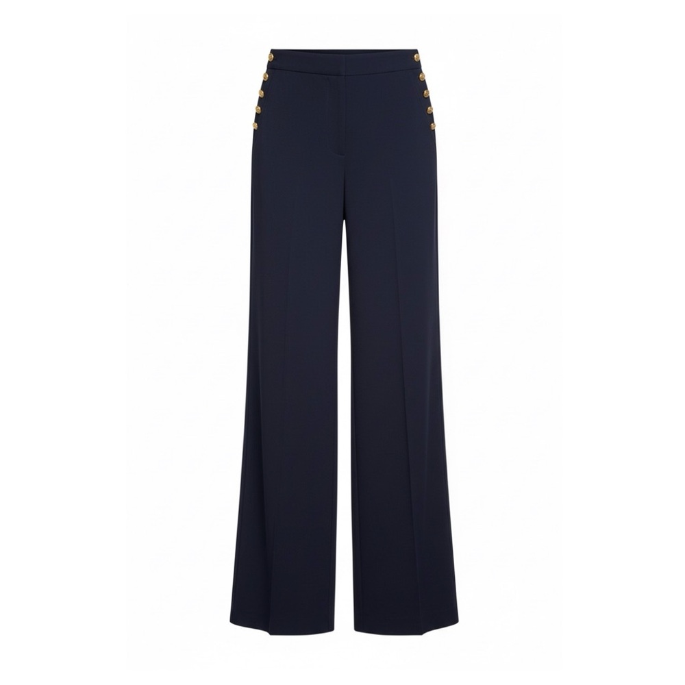 Ralph Lauren Wide-Leg Navy Women's Trousers - Picture 2 of 11